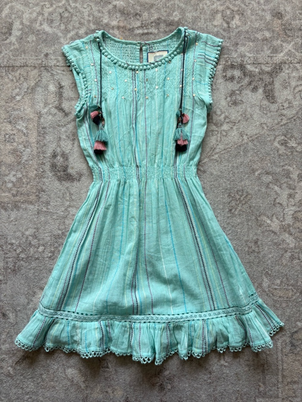 Bell Alice Bell Girls' Aqua Textured Tassel Dress size 10